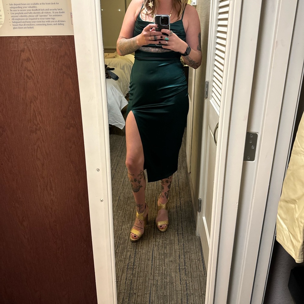 Windsor Strapless Emerald Satin Gown